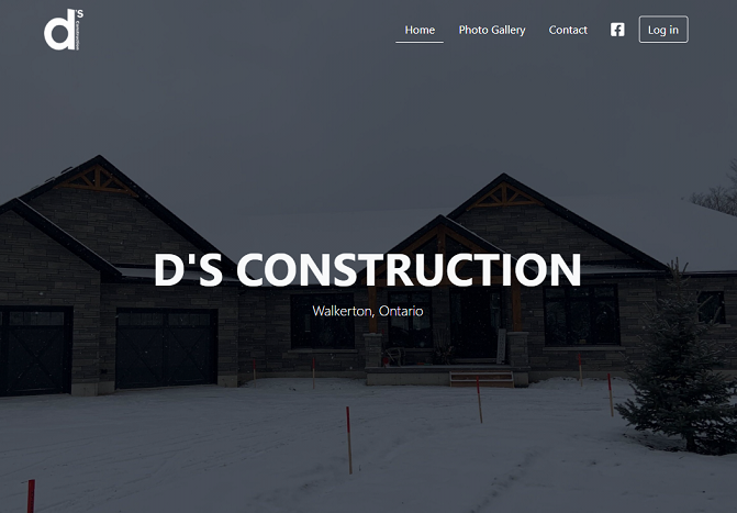 Screenshot of D's Construction's website